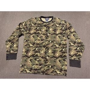 Large Ralph‎ Lauren Polo Player Men Green Camo Waffle Knit Thermal Shirt Large